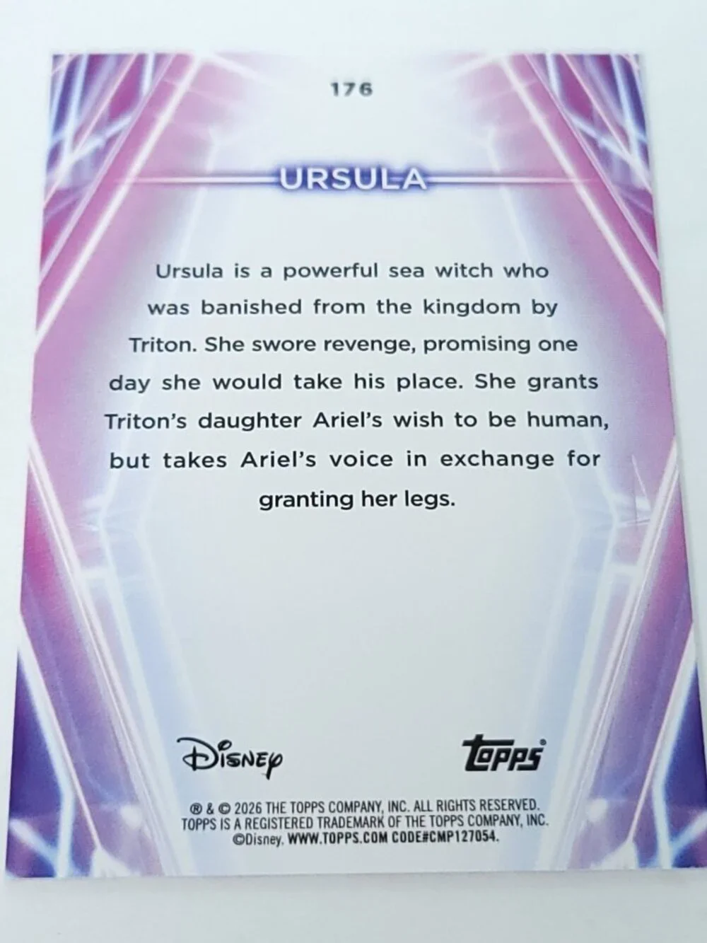 Ursula Topps 2026 Disney Neon Holo Parallel Refractor Limited 167/199 - Picture 4 of 4